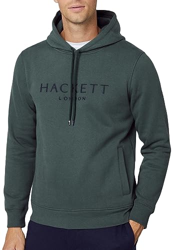 Hackett London Herren Heritage Hoody Kapuzenpullover, Green (Dark Green), im Sale